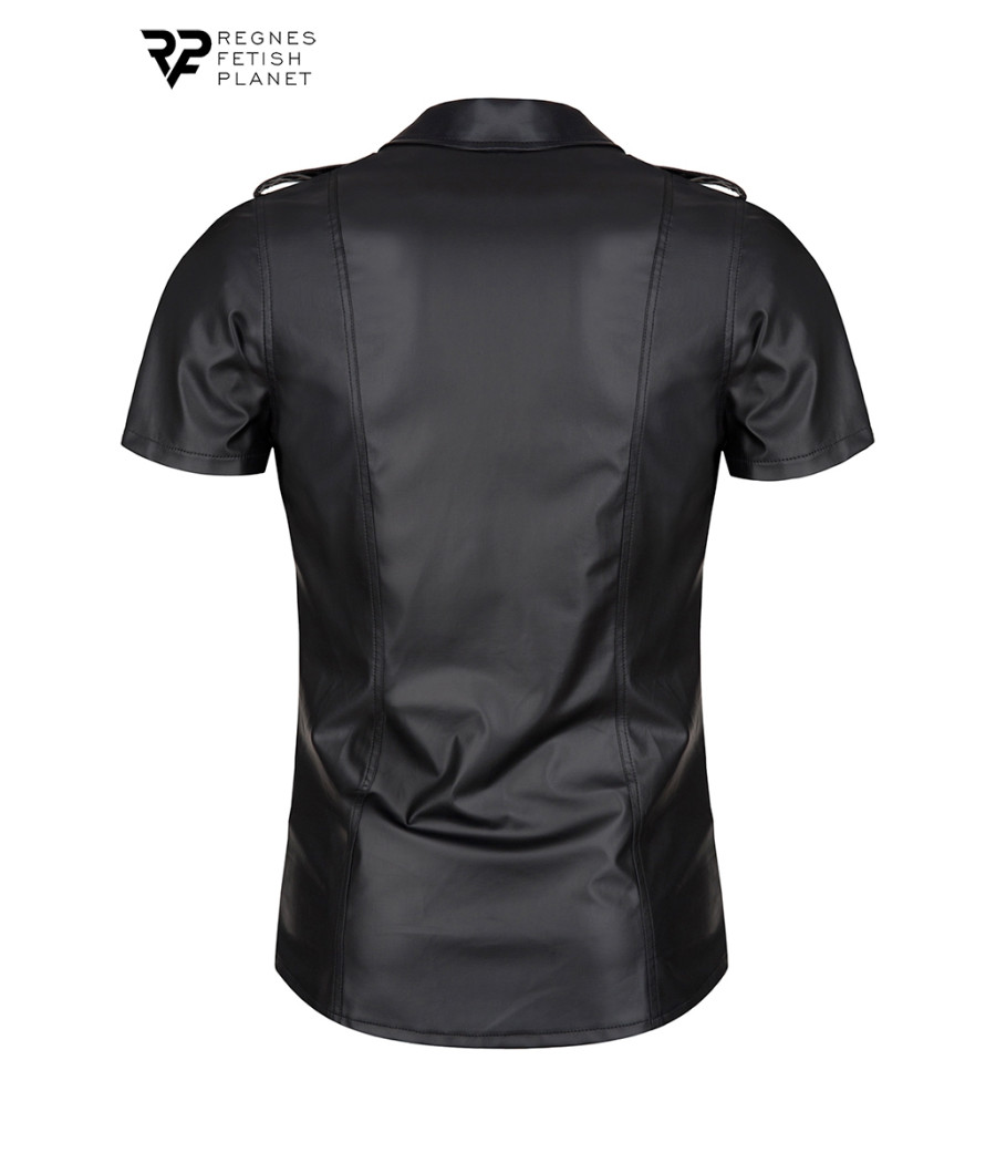 Chemise manches courtes wetlook noire Luca - Regnes