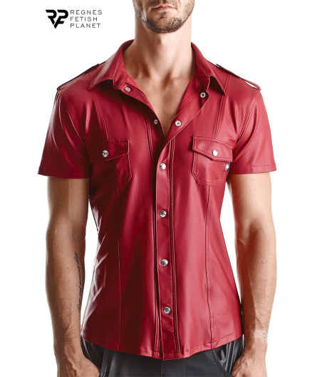 Chemise manches courtes wetlook rouge Carlo - Regnes