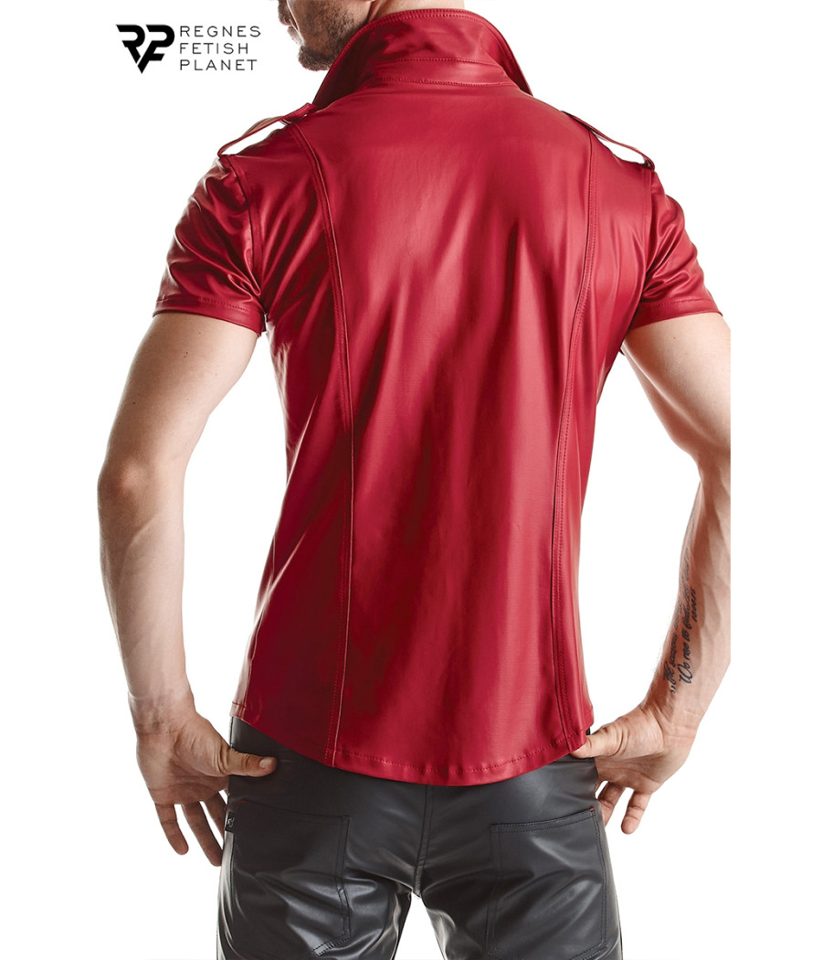 Chemise manches courtes wetlook rouge Carlo - Regnes