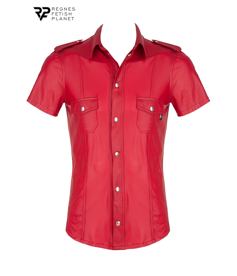 Chemise manches courtes wetlook rouge Carlo - Regnes