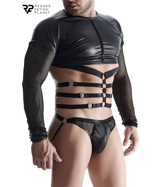 T-shirt harnais wetlook et maille - Regnes