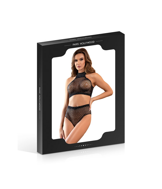 Ensemble 2 pièces résille et strass - Paris Hollywood