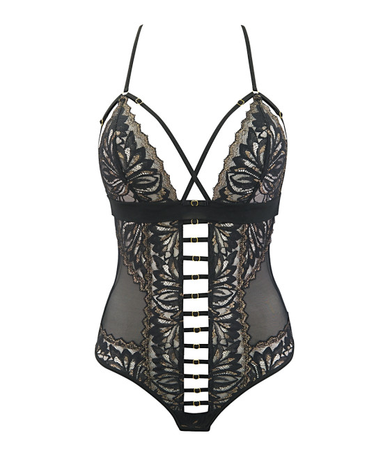 Body string tulle et dentelle noir V-10100 - Axami