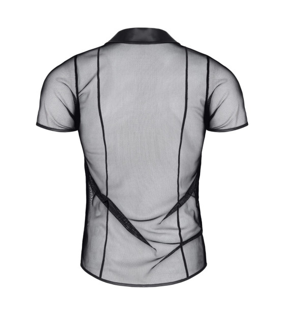 Polo en maille noire transparente - Regnes