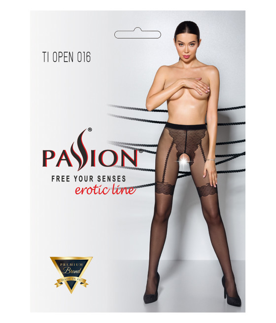 Collants ouverts TI016 20 deniers - noir