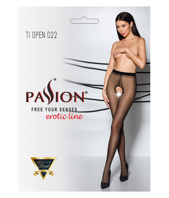 Collants ouverts couture TI022 - noir/rouge