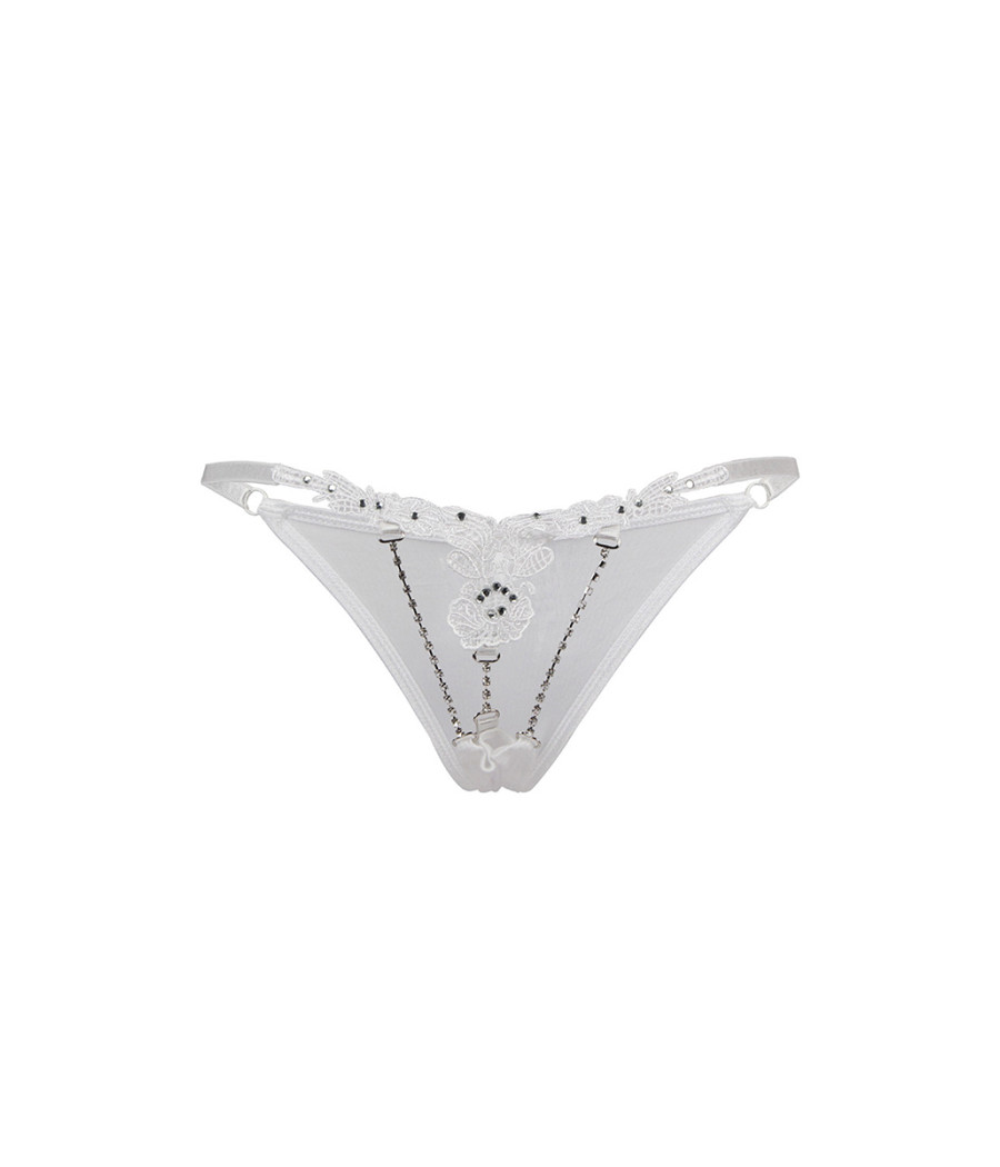 String ouvert à strass blanc