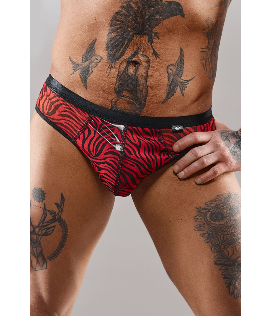 Slip type brésilien zébré rouge et noir - Regnes