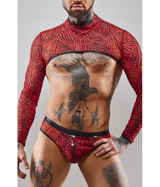 Crop top tulle zébré rouge et noir - Regnes