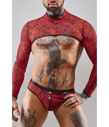 Crop top tulle zébré rouge et noir - Regnes