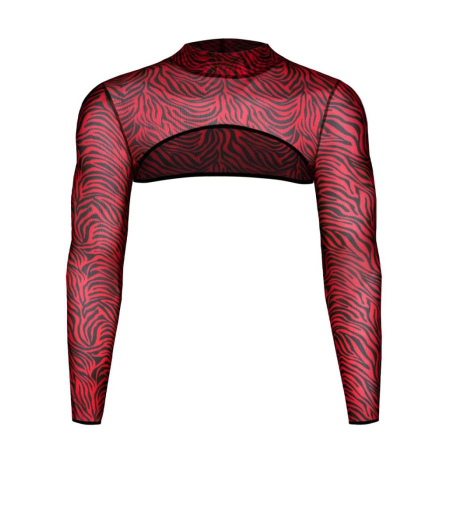 Crop top tulle zébré rouge et noir - Regnes