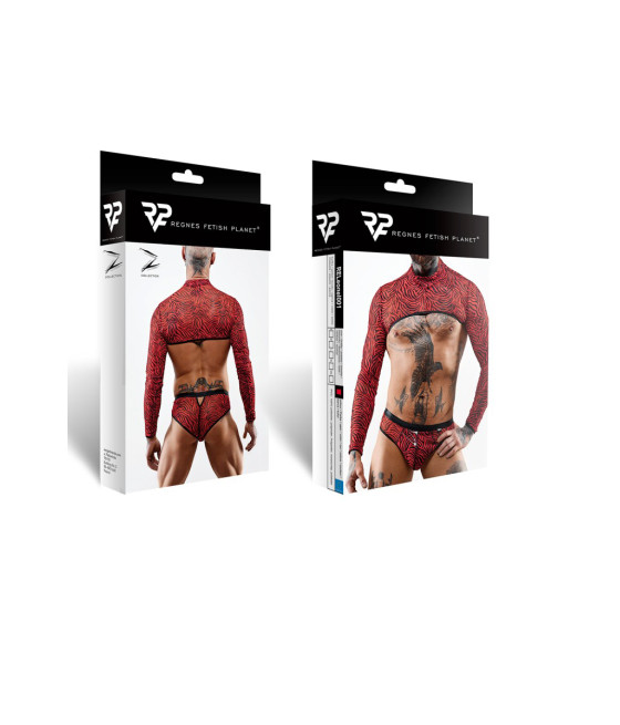 Crop top tulle zébré rouge et noir - Regnes