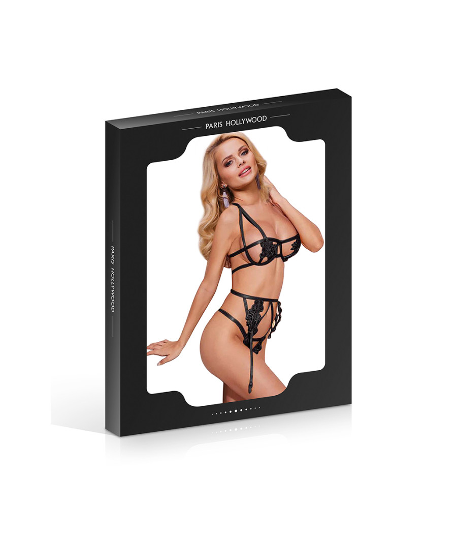 Ensemble ouvert soutien-gorge string et porte-jaretelles