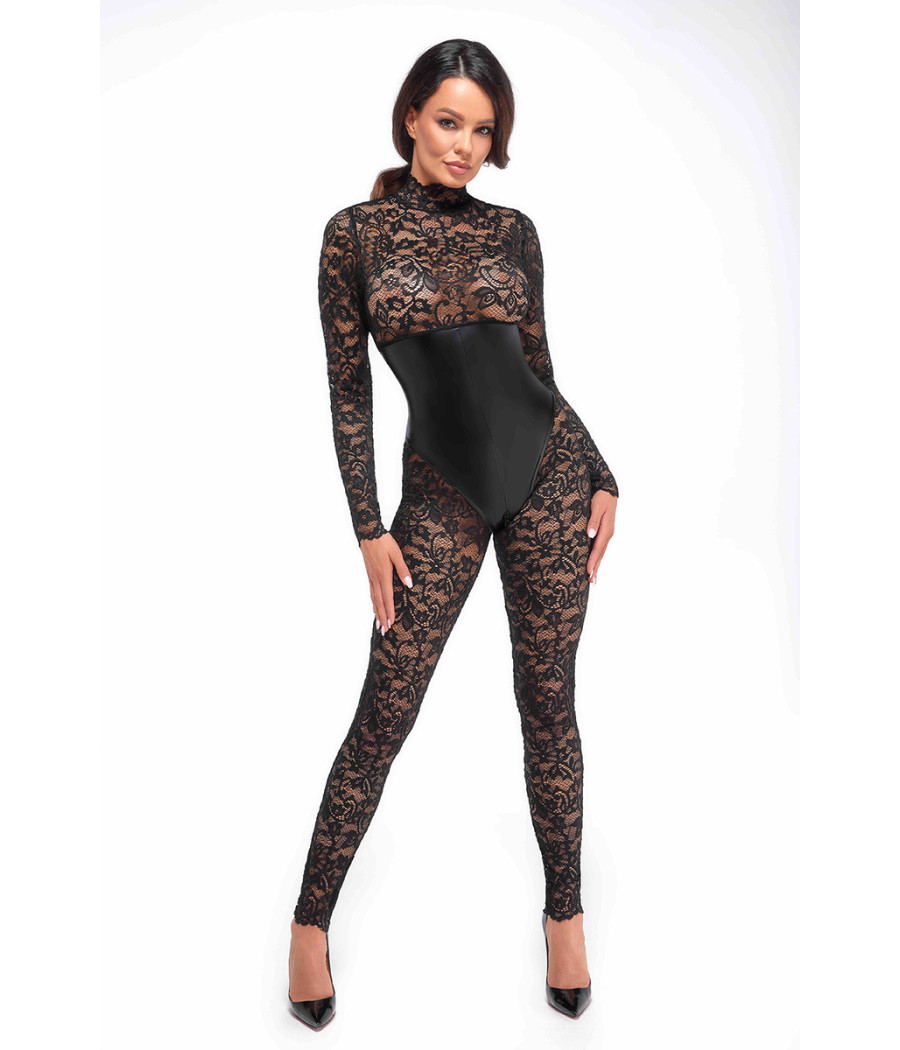 Combinaison corset Enigma F299 dentelle et wetlook