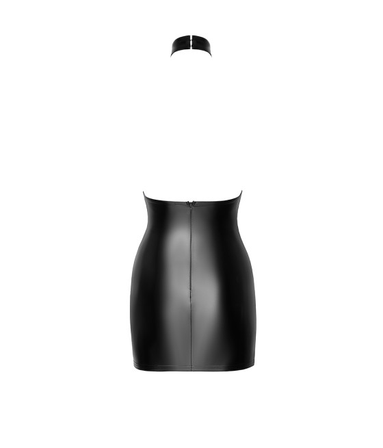 Mini robe dos nu Eros F311 wetlook et tulle floqué