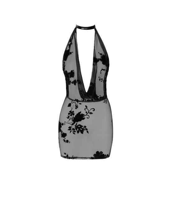 Mini robe dos nu Mythos F313 tulle floqué