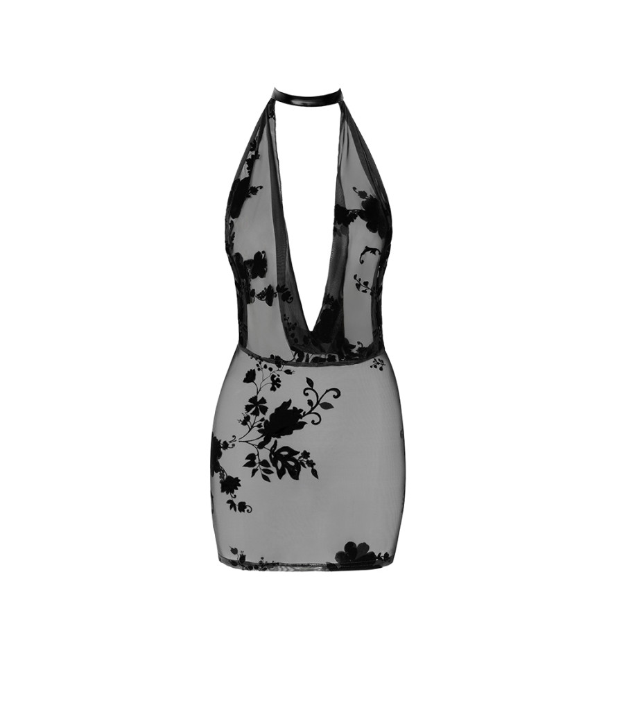 Mini robe dos nu Mythos F313 tulle floqué