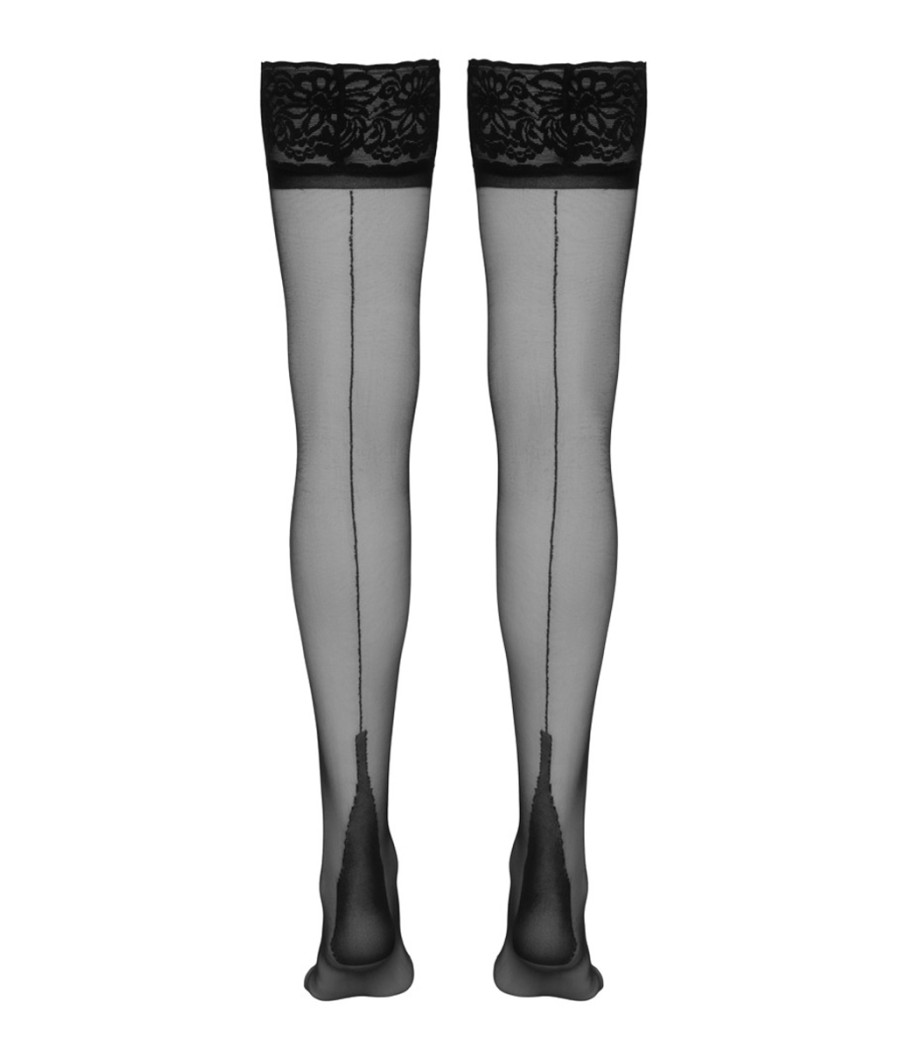 Bas autofixants couture noir 1 - Cotelli Legwear