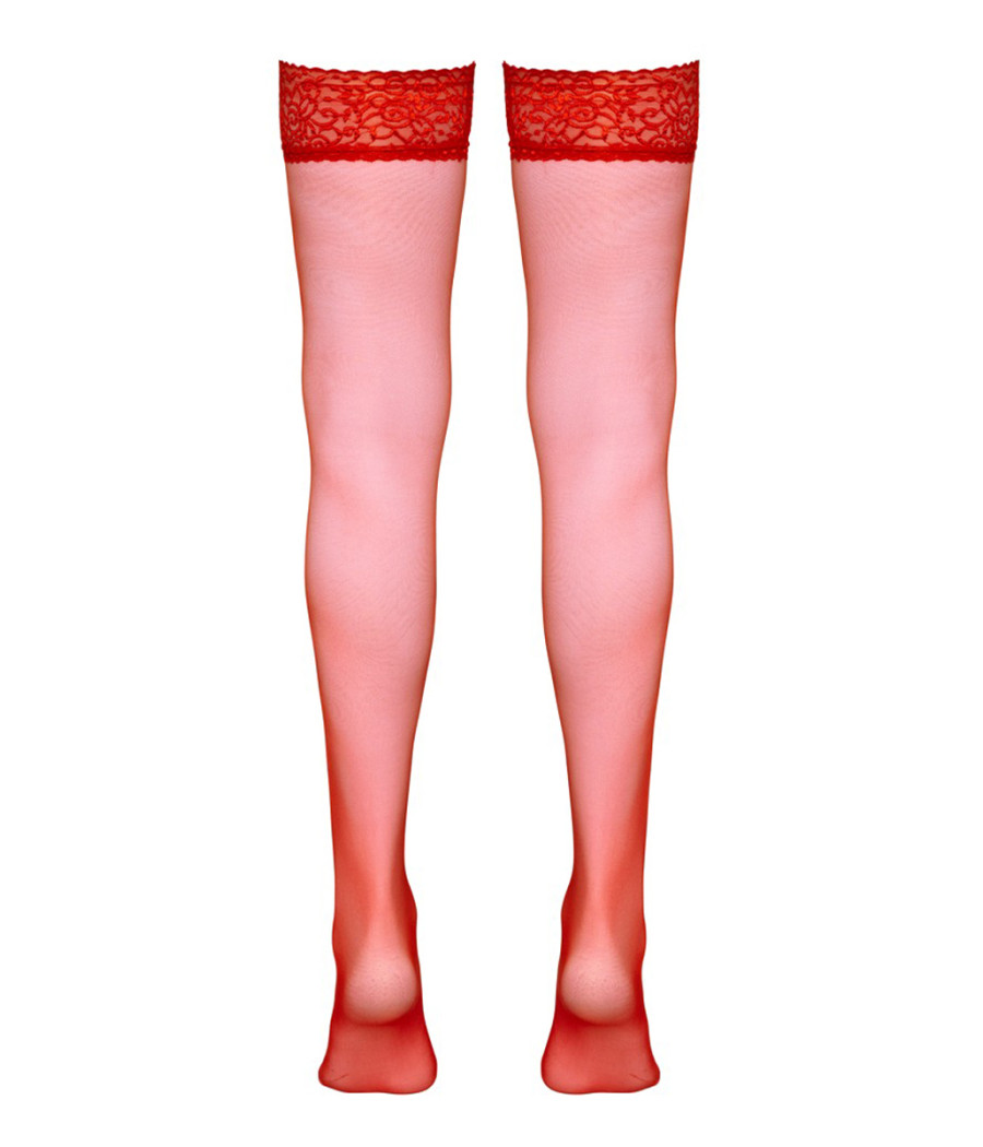 Bas autofixants rouge - Cotelli Legwear