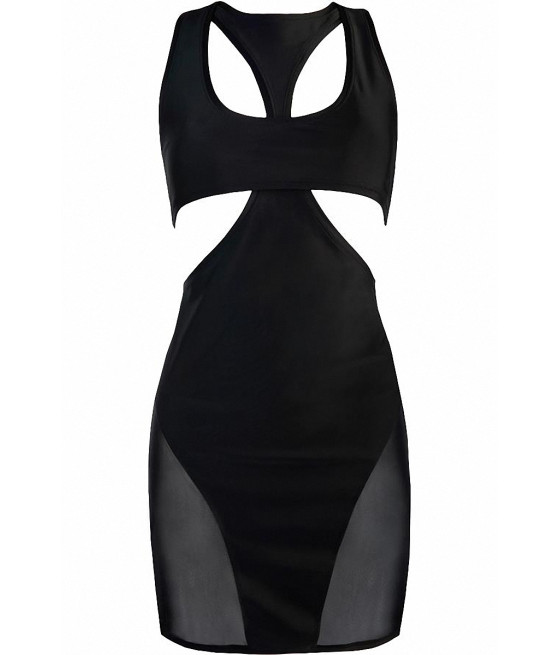 Robe moulante noire V-10619 - Axami