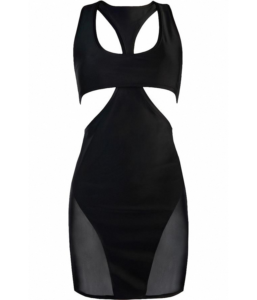 Robe moulante noire V-10619 - Axami