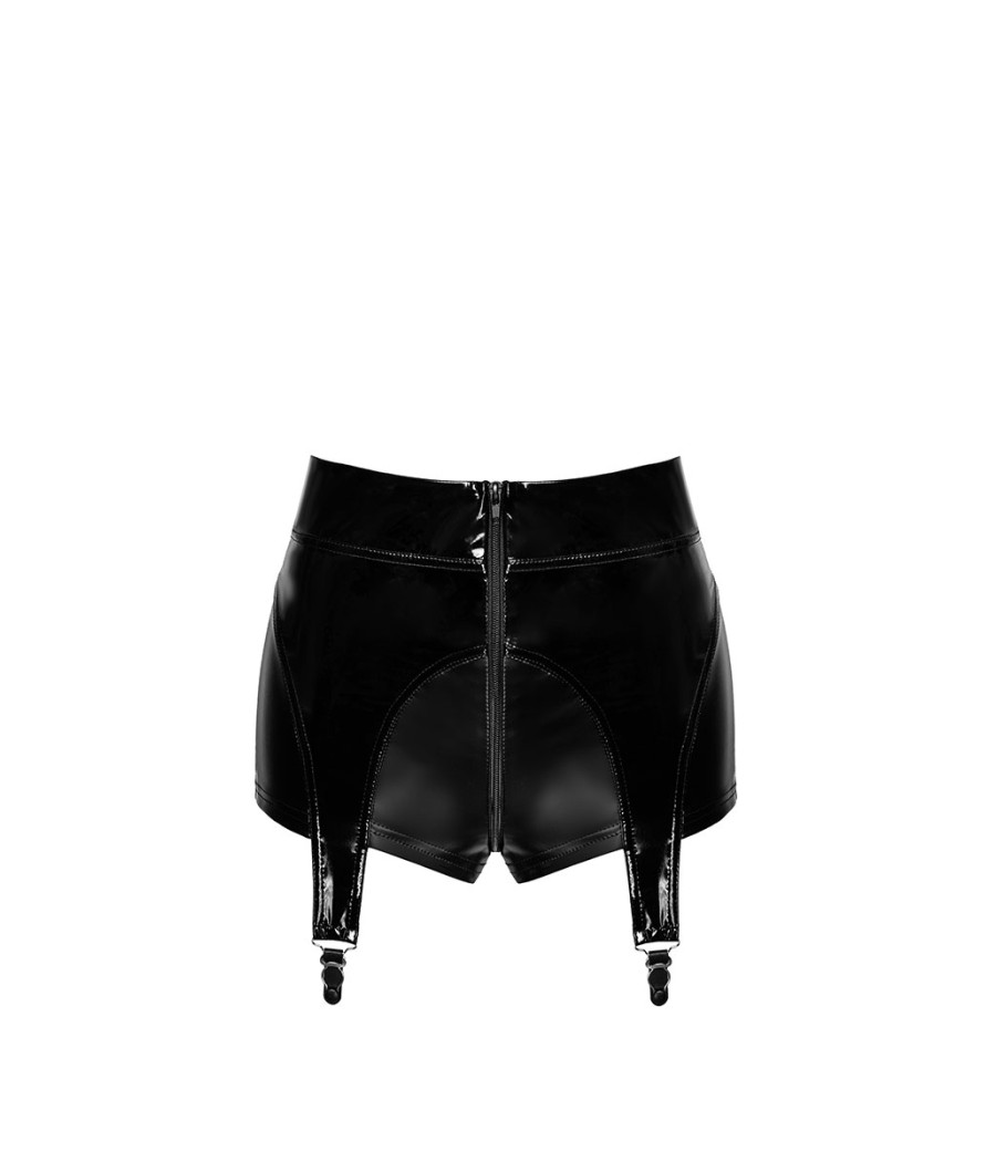 Short à jarretelles Glam F325 vinyle et wetlook