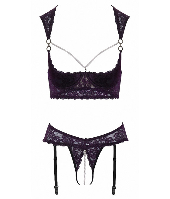 Ensemble lingerie ouverte violet - Cotelli Lingerie