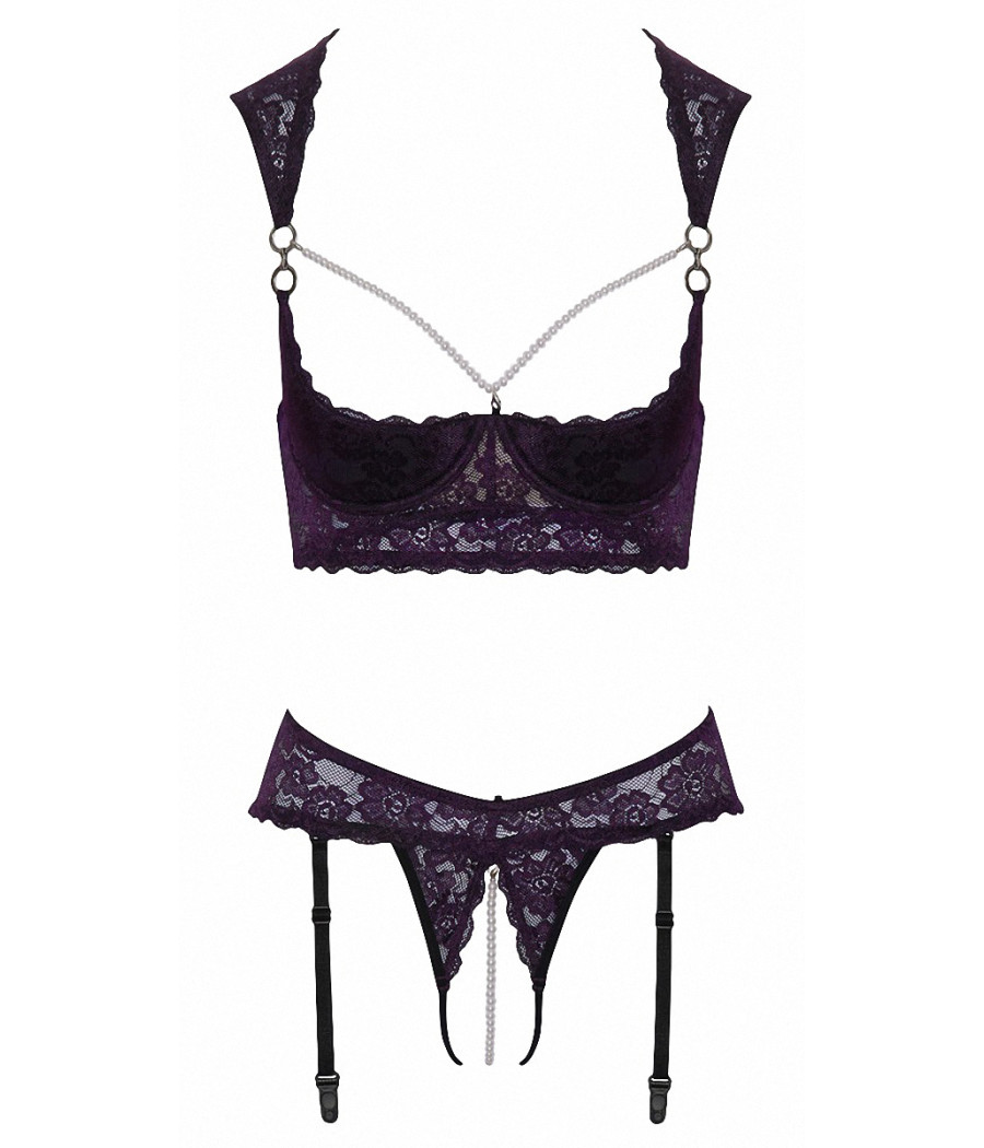 Ensemble lingerie ouverte violet - Cotelli Lingerie