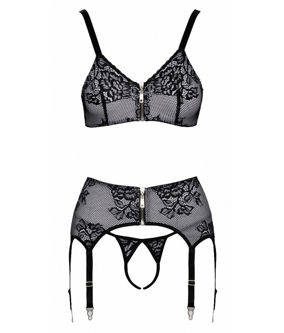 Ensemble coquin ouvert 3 pièces gris - Cottelli Lingerie