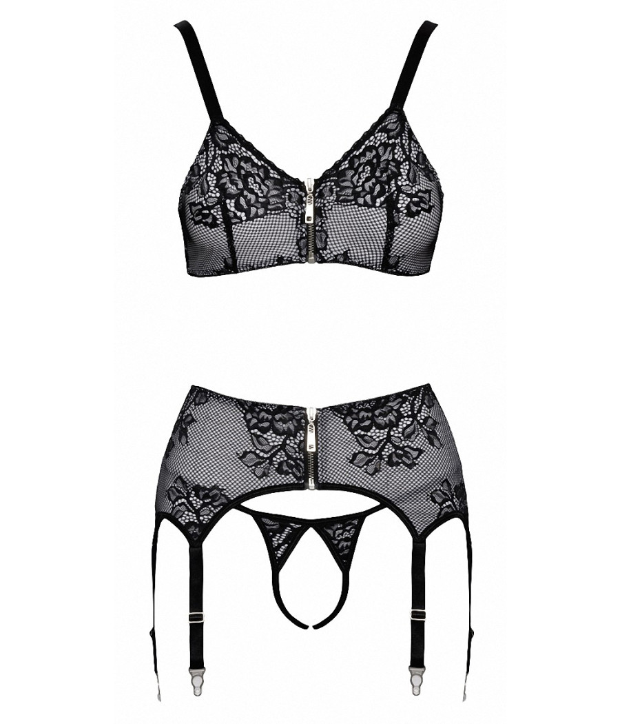 Ensemble coquin ouvert 3 pièces gris - Cottelli Lingerie