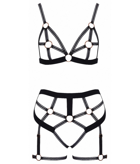 Set lingerie BDSM harnais noir - Cotelli Lingerie