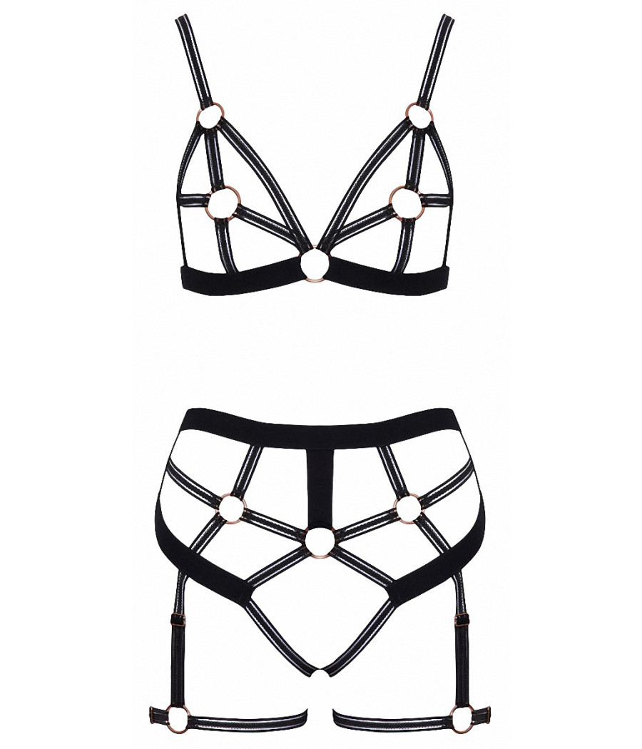 Set lingerie BDSM harnais noir - Cotelli Lingerie