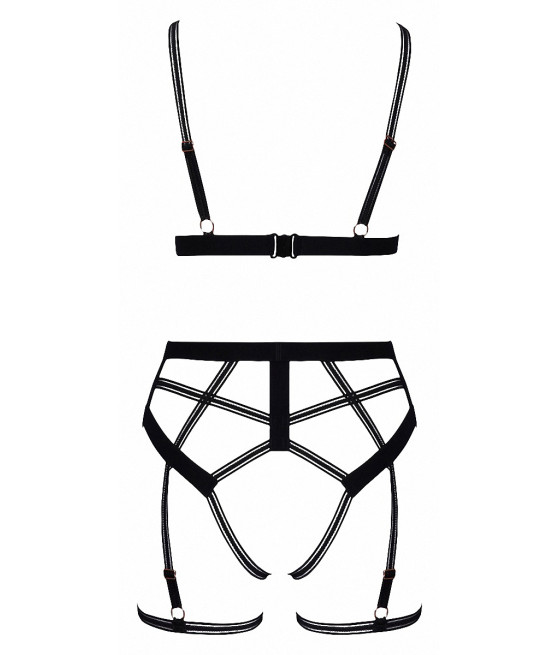 Set lingerie BDSM harnais noir - Cotelli Lingerie