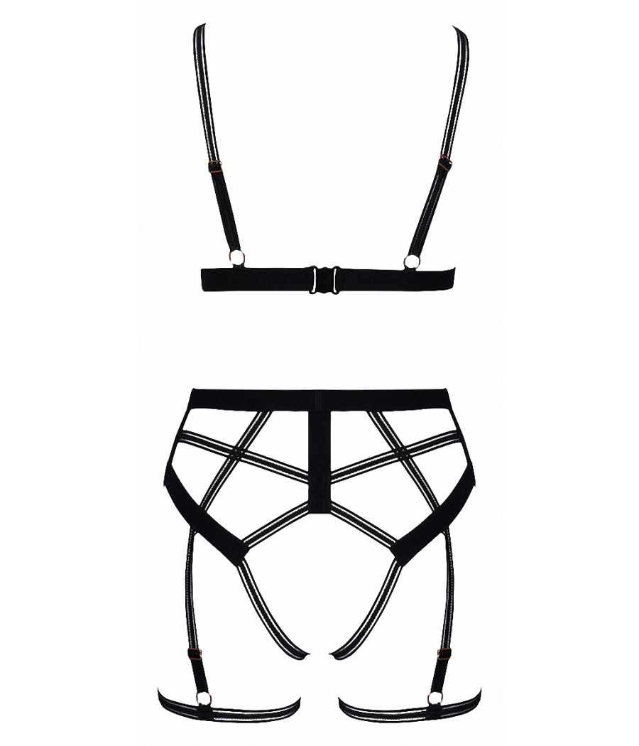 Set lingerie BDSM harnais noir - Cotelli Lingerie