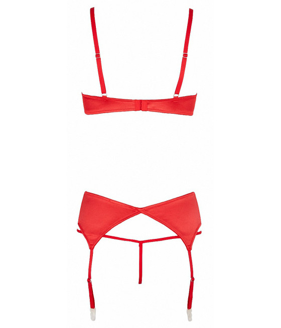 Ensemble lingerie 3 pièces ouvert rouge - Cottelli Lingerie