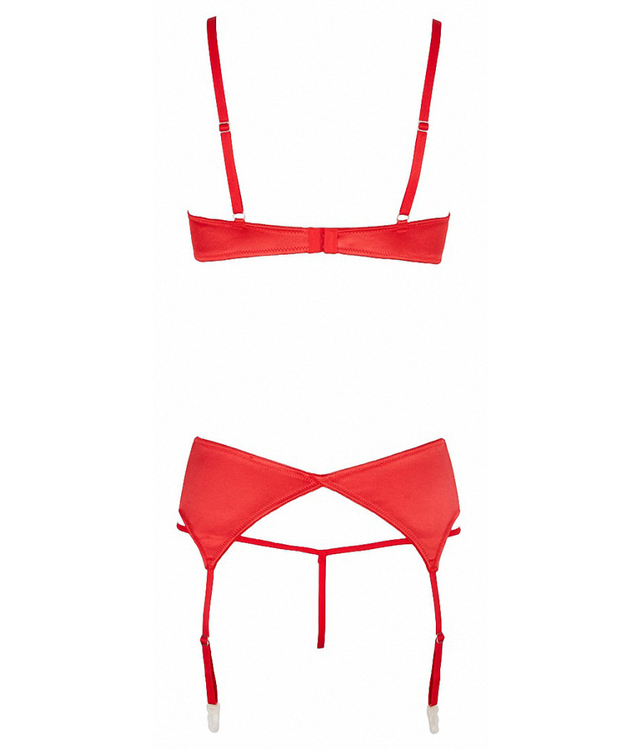 Ensemble lingerie 3 pièces ouvert rouge - Cottelli Lingerie