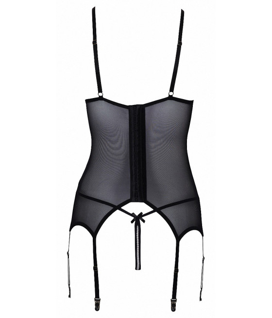 Guêpière seins nus et string ouvert résille et perles - Cottelli Lingerie