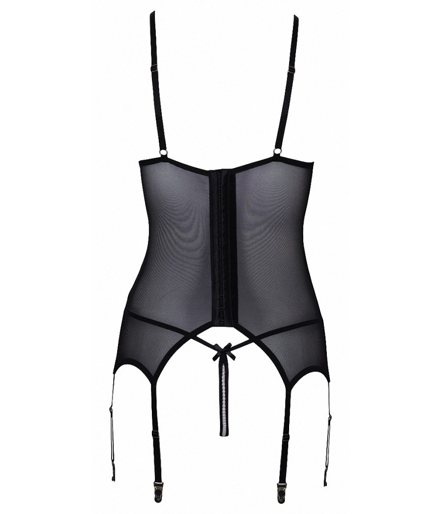 Guêpière seins nus et string ouvert résille et perles - Cottelli Lingerie
