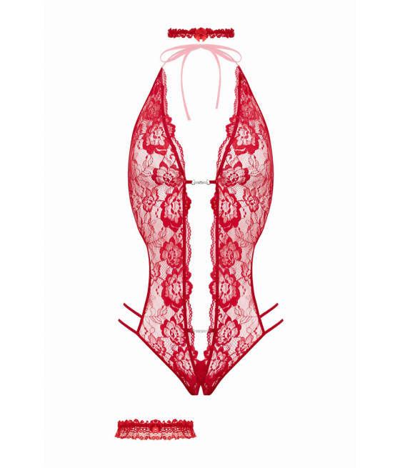 Ensemble body ouvert Renee rouge - Christine