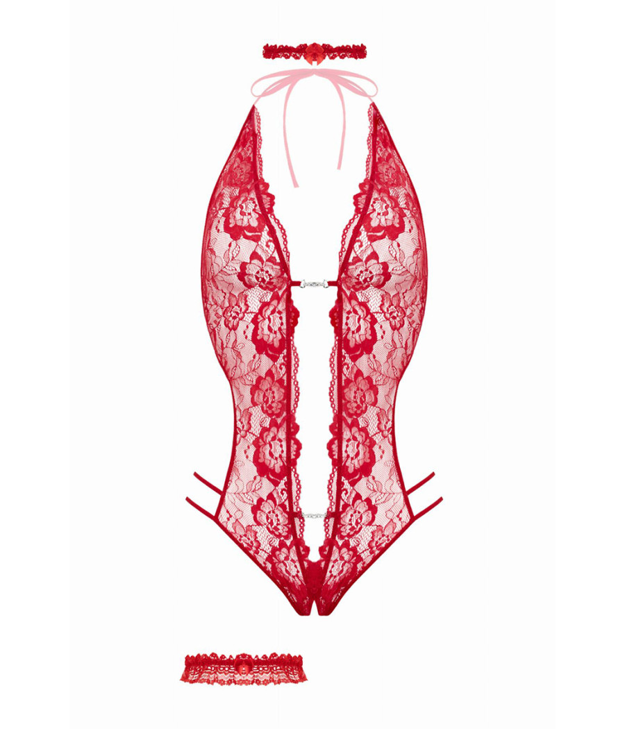 Ensemble body ouvert Renee rouge - Christine