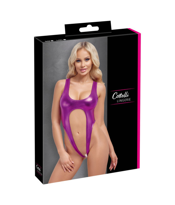 Body rose métallisé ouvert à l'entrejambe - Cotelli Lingerie