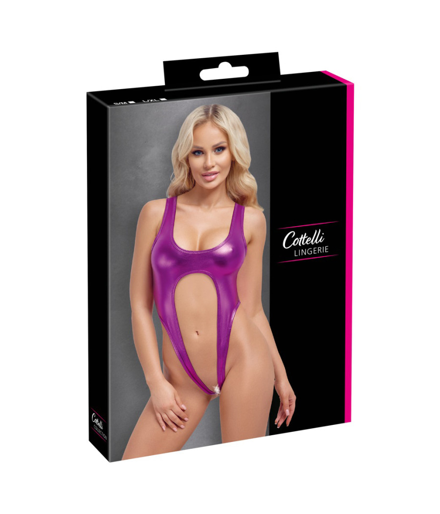 Body rose métallisé ouvert à l'entrejambe - Cotelli Lingerie