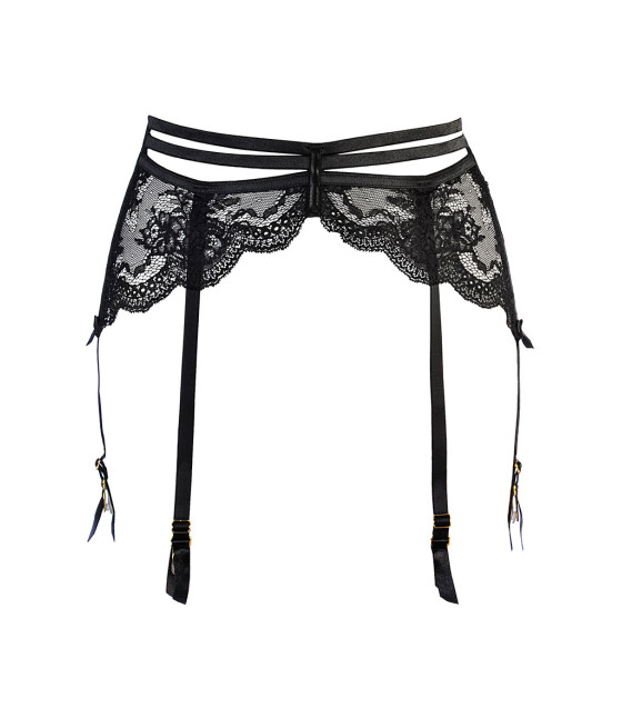 Porte-jarretelles tulle et dentelle noir V-10712 - Axami 