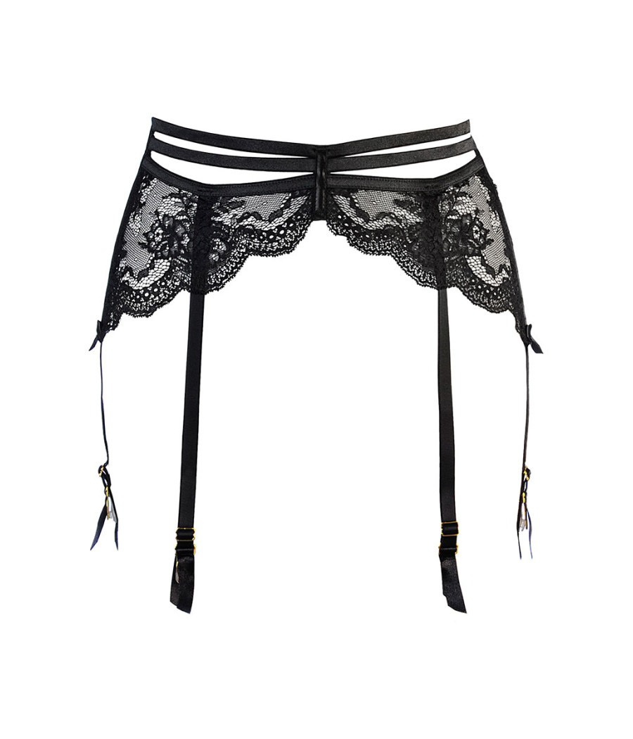 Porte-jarretelles tulle et dentelle noir V-10712 - Axami 