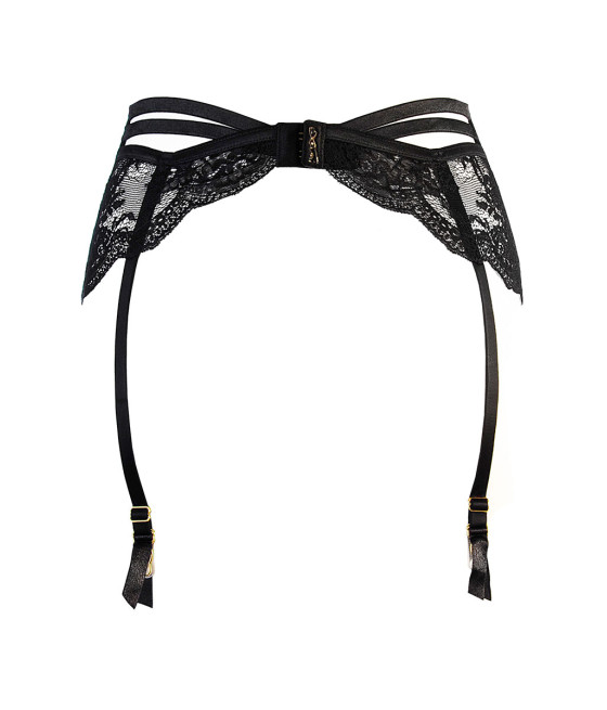 Porte-jarretelles tulle et dentelle noir V-10712 - Axami 