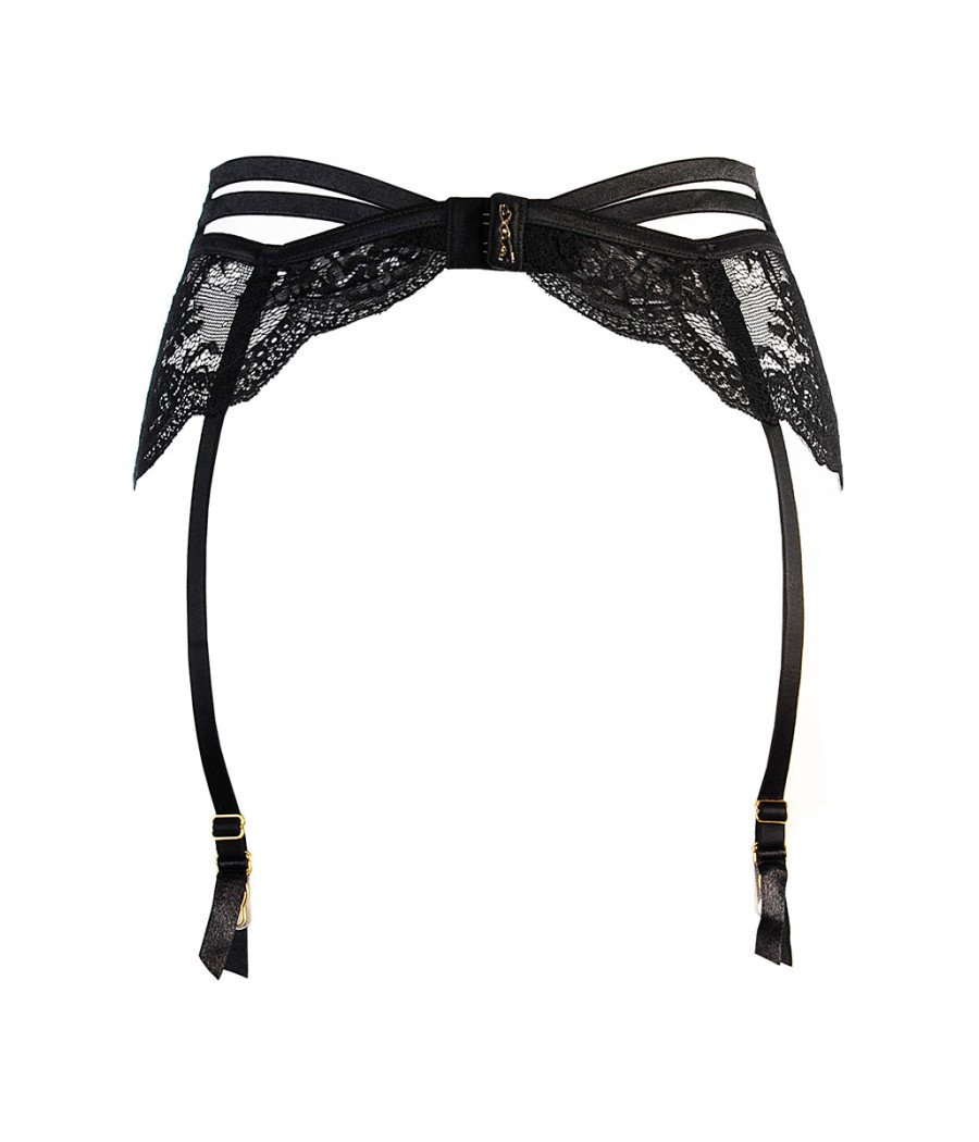 Porte-jarretelles tulle et dentelle noir V-10712 - Axami 