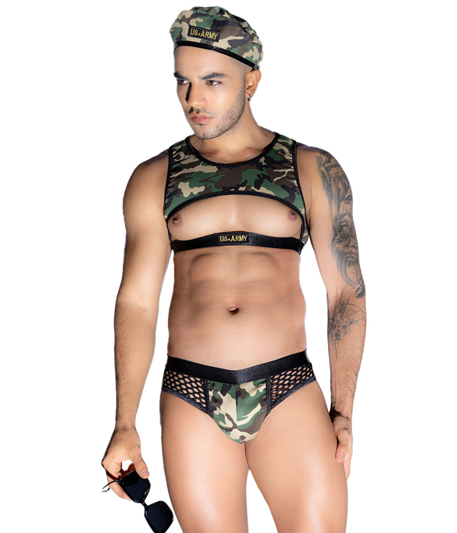 Tenue militaire sexy 4 pièces - J Lingerie