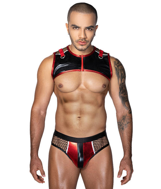 Ensemble sexy deux pièces rouge et noir - J Lingerie