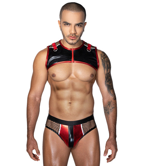 Ensemble sexy deux pièces rouge et noir - J Lingerie