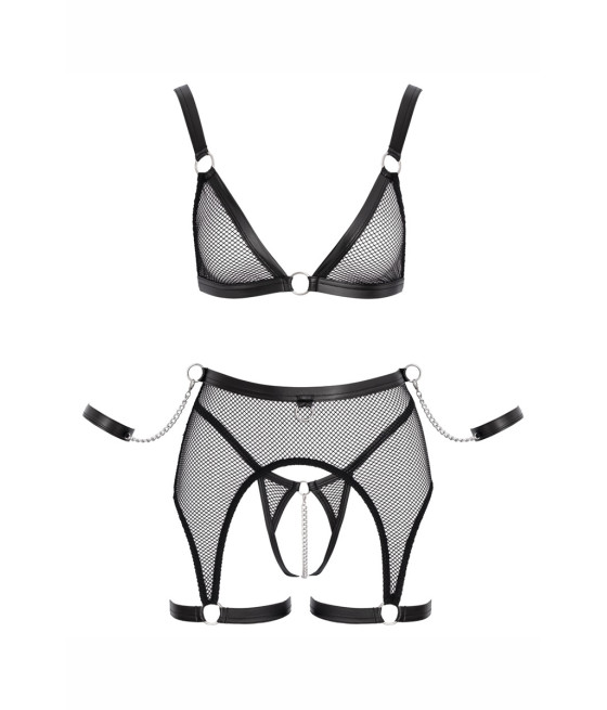 Ensemble Fetish noir en dentelle - Cotelli Bondage